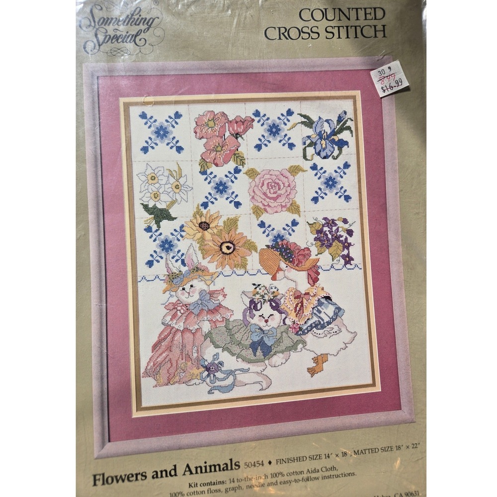 Vintage Candamar Designs Counted Cross‎ Stitch Kit Flowers & Animals NIP